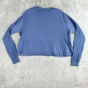 Oak‎ Fort Top Womens Small Blue Pleated Sheer Lined Elegant Flowy Minimalist
